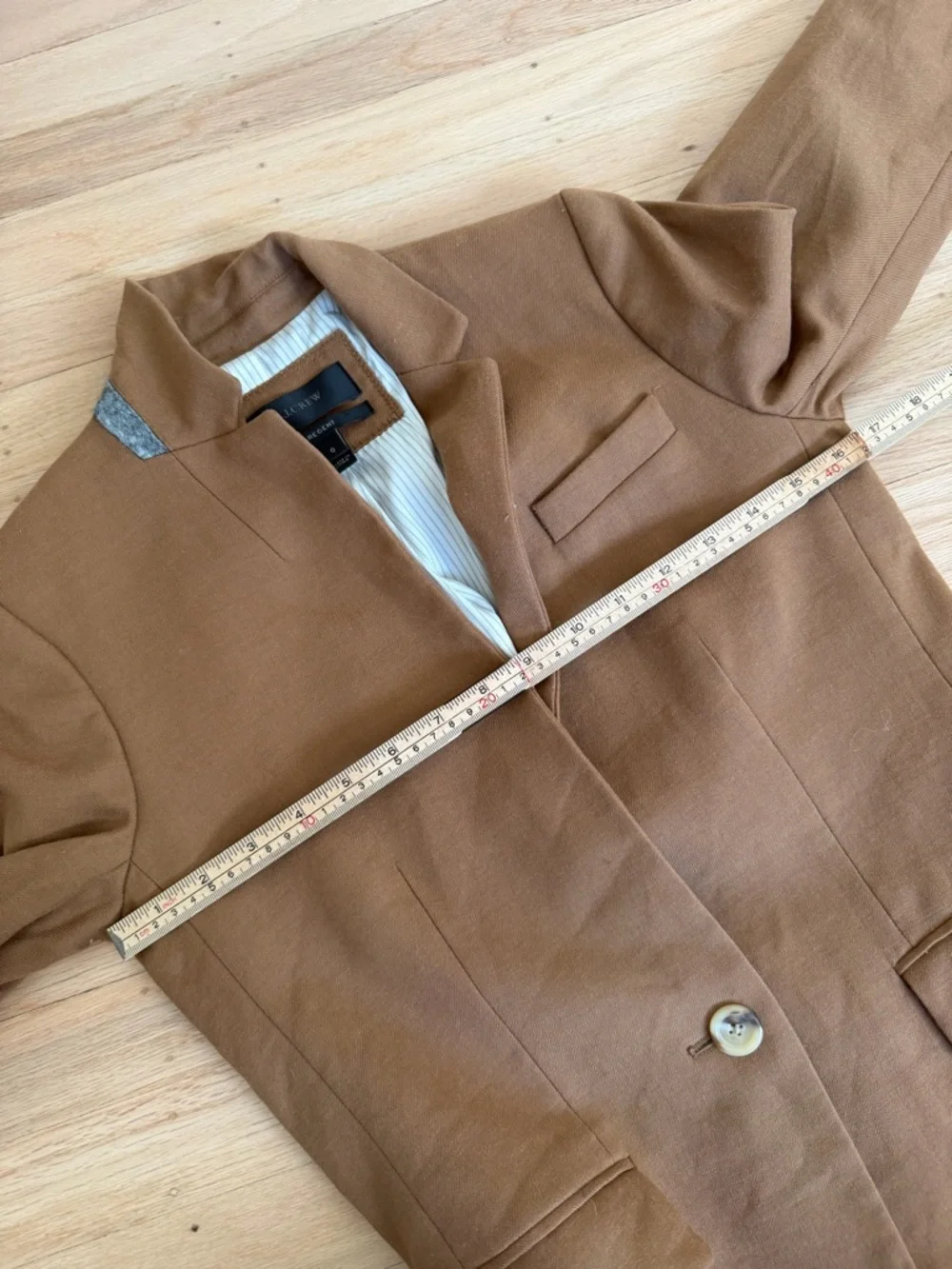 J. Crew Regent Wool Stretch Blazer Camel Brown Tan B0323 Size 0 Office Neutral